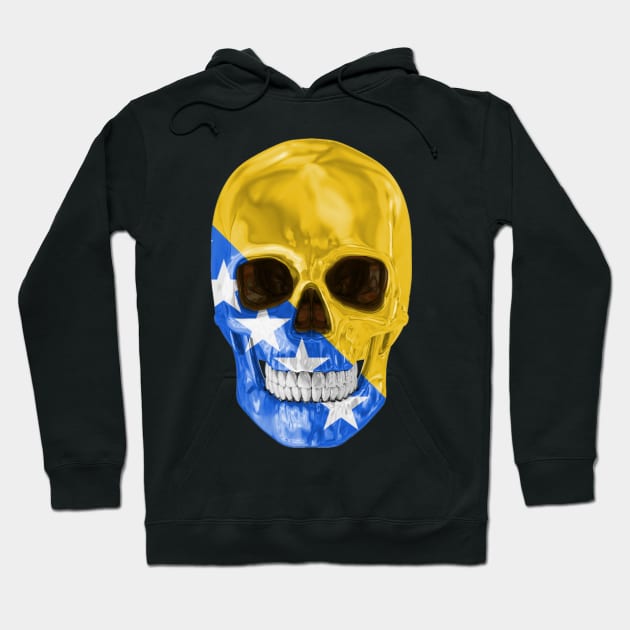 Bosnia And Herzegovina Flag Skull - Gift for Bosnian or Herzegovinian With Roots From Bosnia And Herzegovina Hoodie by Country Flags